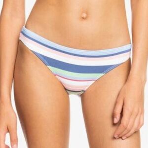 NWT Roxy Line Up Bikini Bottoms In Bright White The Line Up Stripe~ medium